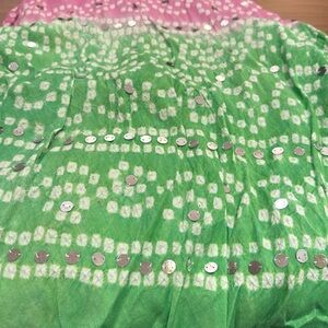 Beautiful Long, Indian hoop skirt in pink and green